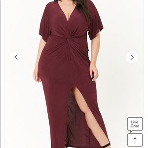 Plus Size (0X), Front-Twist Maxi Dress, Burgundy
